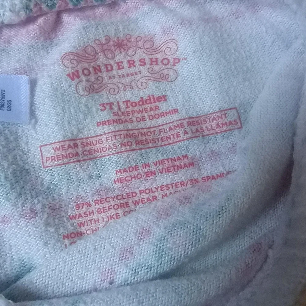 Wondershop Toddler 3T Pajama Set Fair Isle Let It Snow Winter Gondola Pink Green